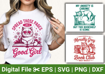funny reading cat bundle cute book lover quotes illustration witty animal reading humor design for t shirt print sublimation