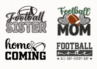 Football Mom Sister Mode Homecoming SVG Bundle, Leopard Print Football Quote Designs, Sports Family Sublimation, Football Shirt Cricut Cut F