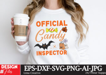 Official Candy Inspector t- shirt design, Spooky Season SVG, Cute Halloween SVG, Halloween Shirt svg, Ghost svg, Halloween Onesie svg, Ghost