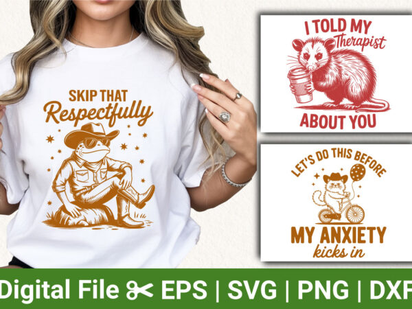Funny animal svg bundle, sarcastic quotes design, cowboy frog clipart, possum humor graphic, cat anxiety svg, witty tshirt sublimation art Funny animal svg bundle, sarcastic quotes design, cowboy frog clipart, possum humor graphic, cat anxiety svg, witty tshirt sublimation art