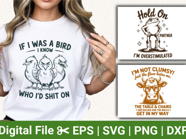Funny animal svg bundle, sarcastic quotes clipart, angry bird svg design, cowboy frog artwork, cow humor graphic, witty tshirt sublimation a