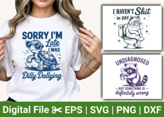 funny animal t shirt designs, sarcastic humor turtle cat raccoon graphics, cute animal illustration vector tshirt bundle