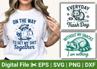funny raccoon animal t shirt bundle, sarcastic quotes vector design, cute snack raccoon mouse humor graphics for novelty apparel