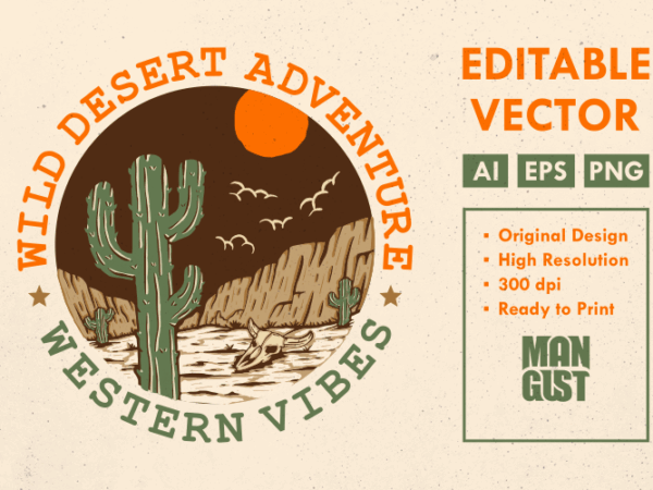 Wild desert adventure t shirt design for sale