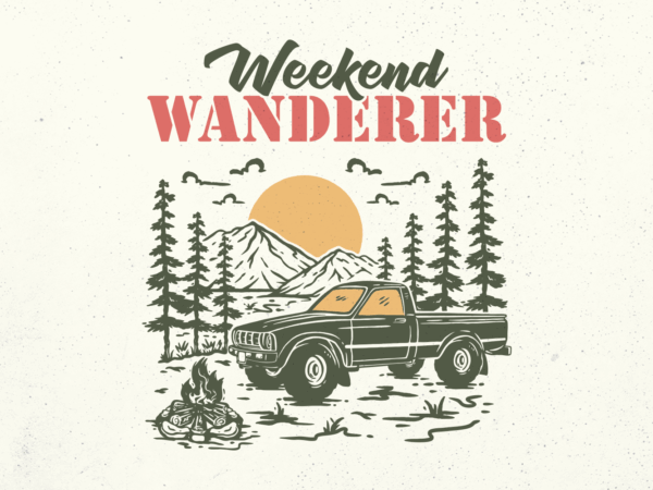 Weekend wanderer t shirt design for sale