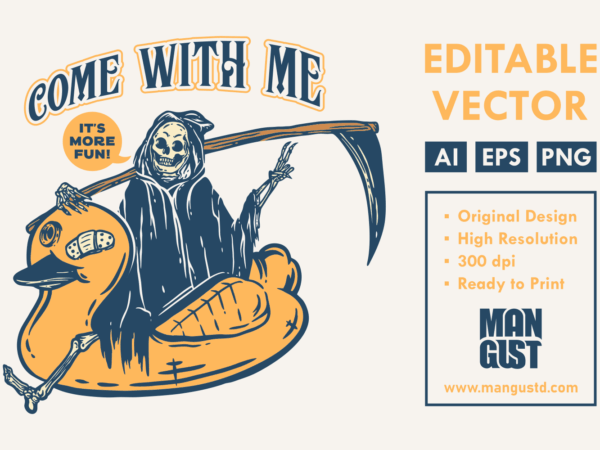 Grim reaper duck pool t shirt design template