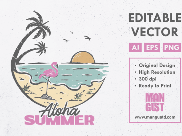 Aloha summer flamingo t shirt vector