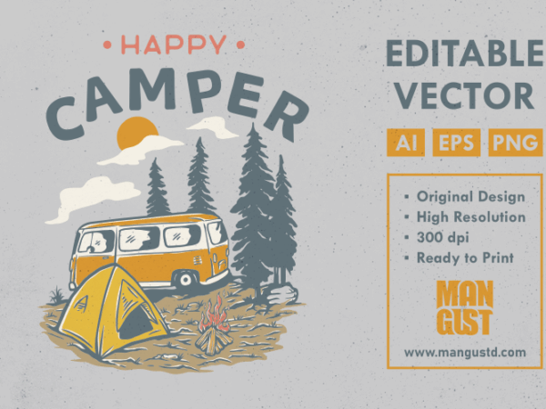Happy camper graphic t shirt