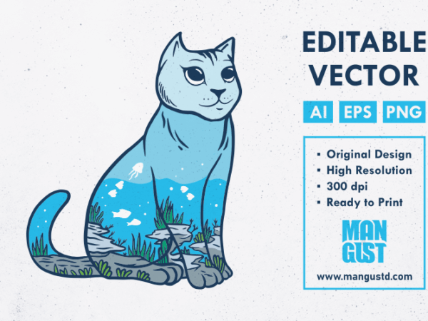 Sea of cat t shirt template vector