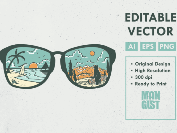 Paradise glasses t shirt illustration