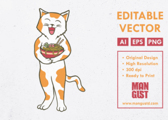 Cute Cat with Ramen