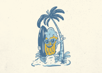 Surfing Beer in Summer Beach