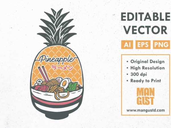 Pineapple ramen t shirt illustration