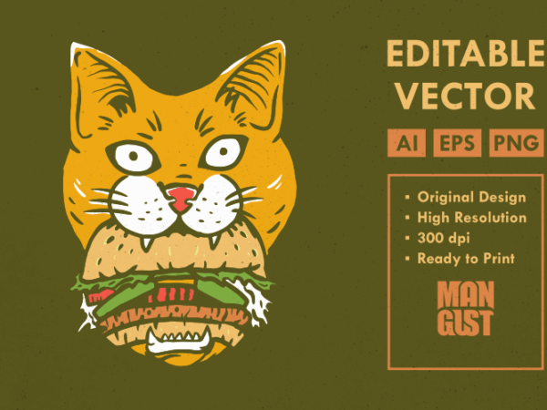 Burger cat t shirt template