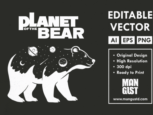 Planet of the bear t shirt illustration