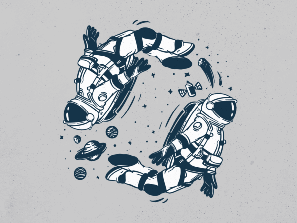 Yin yang astronaut t shirt design template