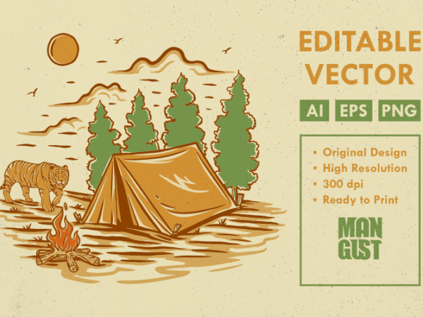 Wild camping t shirt design for sale