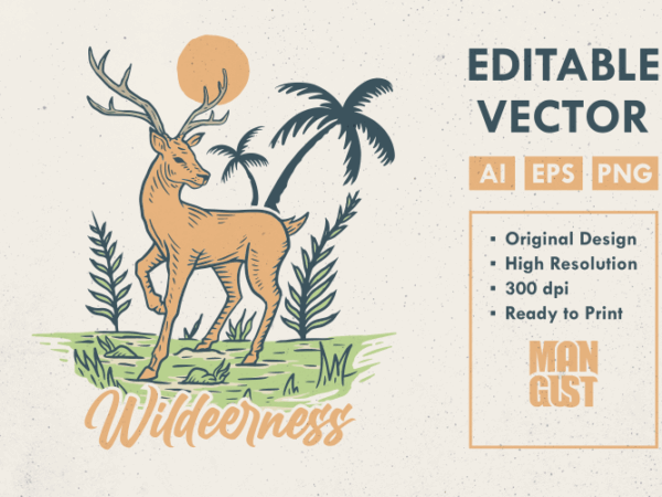 Wildeerness wild deer t shirt design for sale