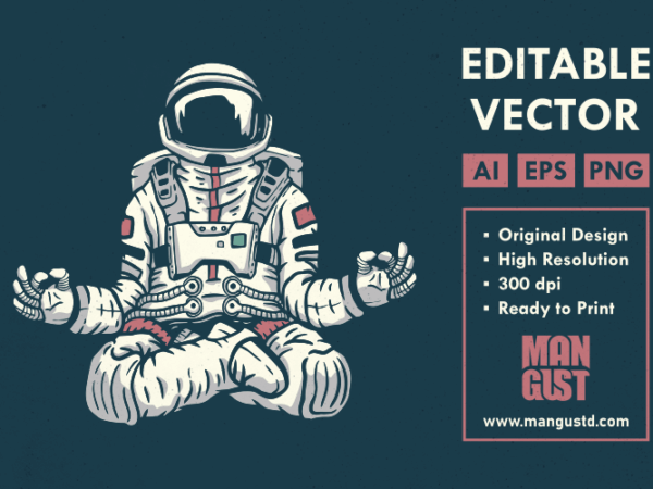 Meditation astronaut t shirt designs for sale