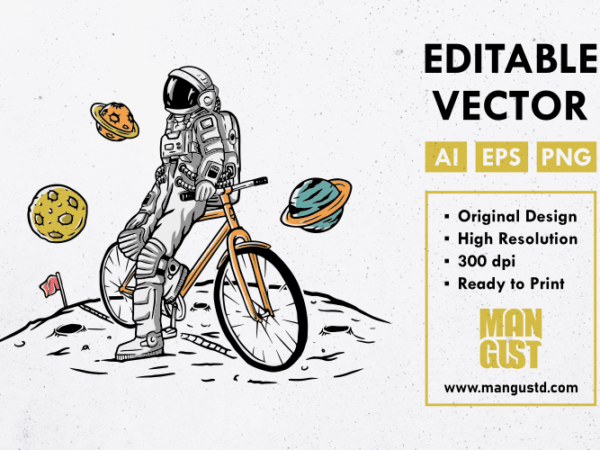 Astronaut biker t shirt vector