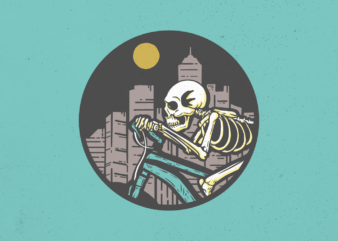 Skeleton Riding Bicycle t shirt template vector