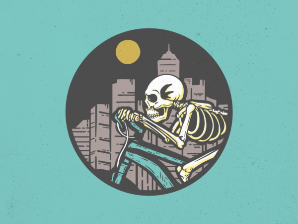 Skeleton riding bicycle t shirt template vector