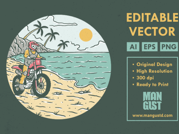 Skeleton summer riding t shirt template vector