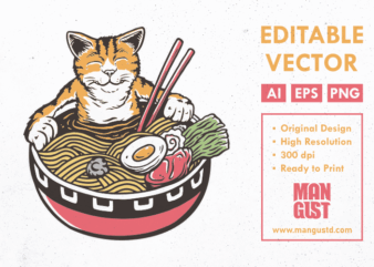 Cat in the Ramen Bowl