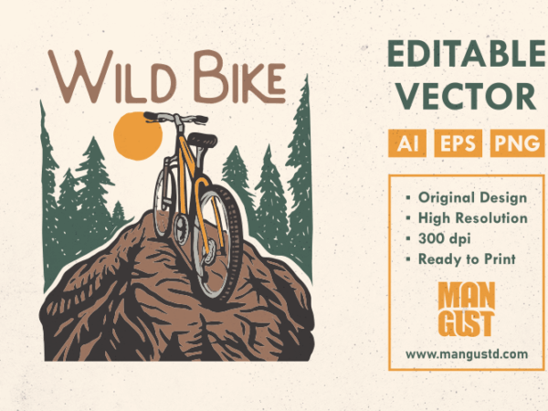 Wild bike t shirt design for sale