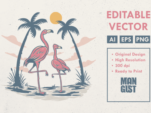 Flamingo in summer paradise t shirt graphic design