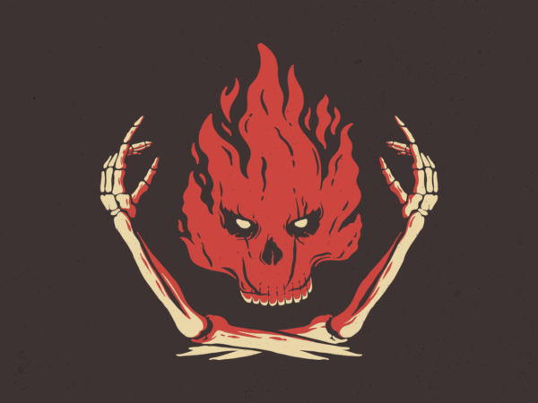 Skull on fire t shirt template vector