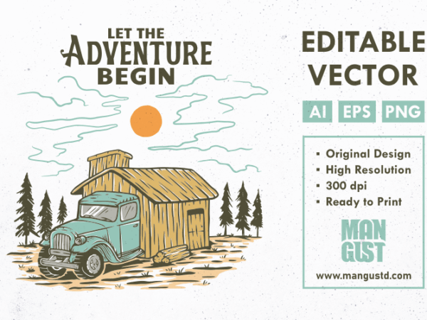 Let the adventure begin t shirt vector graphic