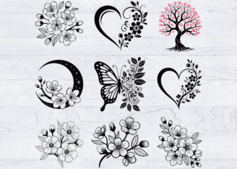 Cherry Blossom Svg Bundle, Cherry Blossom Clipart, Cherry tree Svg