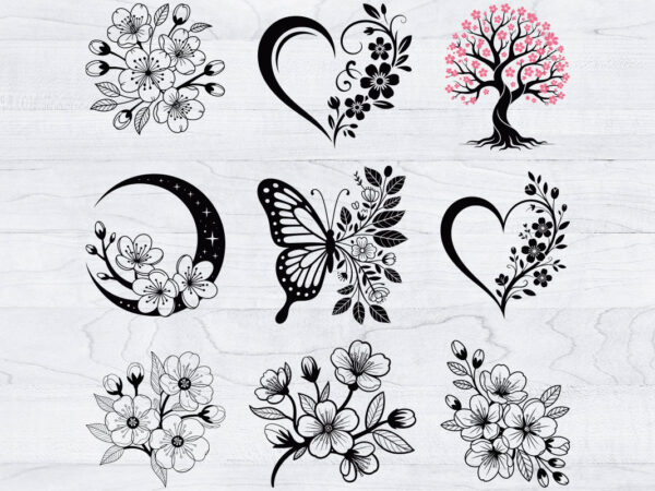 Cherry blossom svg bundle, cherry blossom clipart, cherry tree svg t shirt vector file