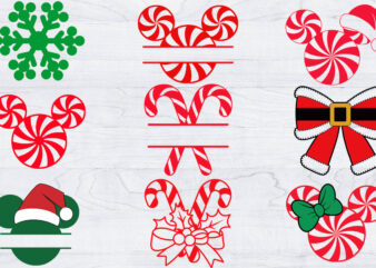 Christmas Candy Cane SVG Bundle, Candy Canes Clipart, Santa Bow Svg