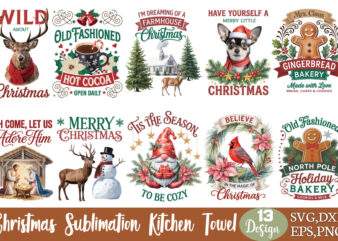 Christmas kitchen towel svg retro t-shirt sublimation christmas kitchen towel svg retro svg sublimation