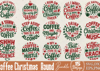 coffee christmas Round T-shirt bundle coffee christmas Round svg bundle