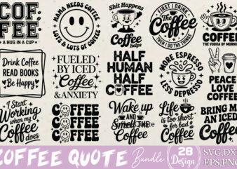 Coffee Quote T-shirt Design Bundle Coffee Quote SVG Design Bundle