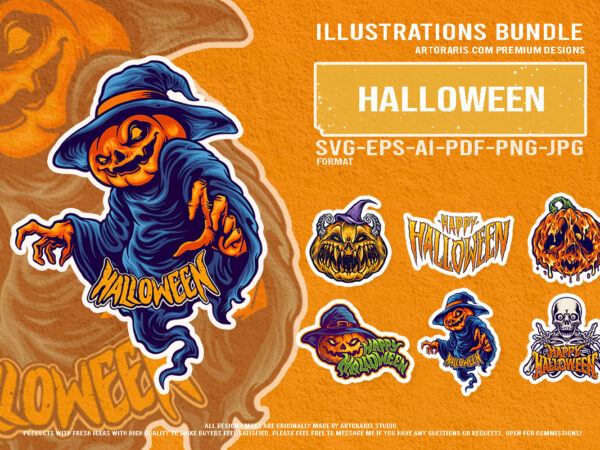 Cursed pumpkin faces and haunted skeleton halloween vector pack Cursed pumpkin faces and haunted skeleton halloween vector pack