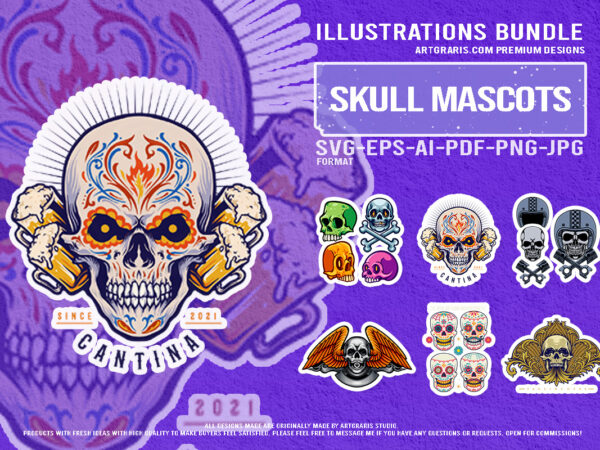 Creepy skulls with día de los muertos ornaments bundle t shirt vector file Creepy skulls with día de los muertos ornaments bundle t shirt vector file