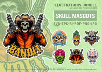 Summer skull art collection cowboy bandit pineapple zombie viking