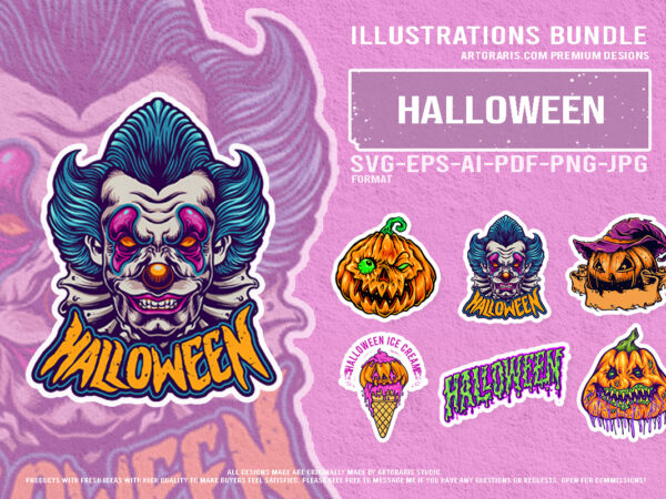 Halloween festival vector set with creepy pumpkin characters Halloween festival vector set with creepy pumpkin characters