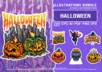 Twisted Pumpkin Heads And Macabre Skulls Halloween Design Pack