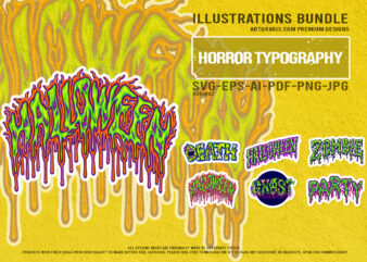 Horror slime lettering death halloween ghost party typography Illustrations