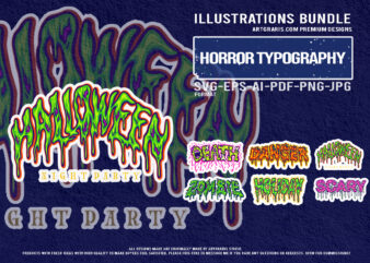 Slime dripping scary zombie halloween death danger holiday typography