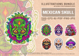 Sugar skull festival illustrations with mexican heritages