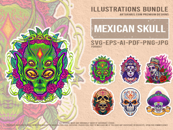 Sugar skull festival illustrations with mexican heritages t shirt template vector Sugar skull festival illustrations with mexican heritages t shirt template vector