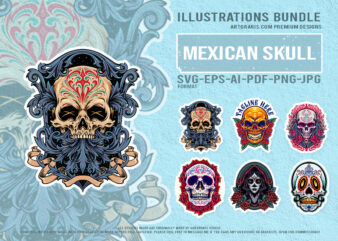 Dark Mexican Festival Skulls and Catrina Artwork