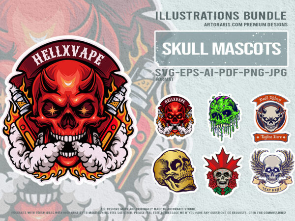 Vintage skull illustrations for tattoo and mascot design Vintage skull illustrations for tattoo and mascot design