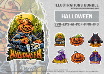 Halloween Night Creatures Pumpkin Monsters And Creepy Werewolf Pack